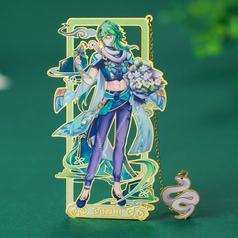 

Game Genshin Impact Bubu Pharmacy Baizhu Cosplay Brass Metal Bookmark Pendant Key Chain Pendant Birthday Brooch Badge Gifts Pin