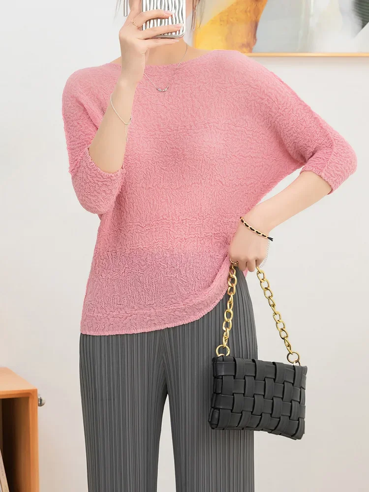 YUDX Miyake плиссированная футболка женская новинка 2024 весенняя мода повседневный