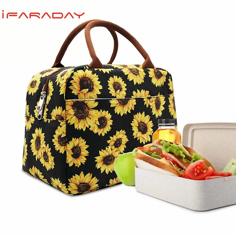 

iFARADAY Sunflower Flowers Lunch Bag Thermal Insulated Lunch Bag for Women Girls Portable Carry Tote Cooler Lunch Box Lunch Box