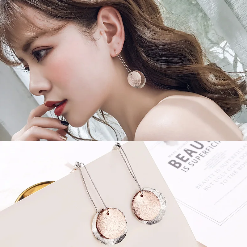 

Ocean Air Hundred Matte Textured Round Piece Earrings Minimalist Temperament Hundred Hit Color Earrings After Hanging Earrings