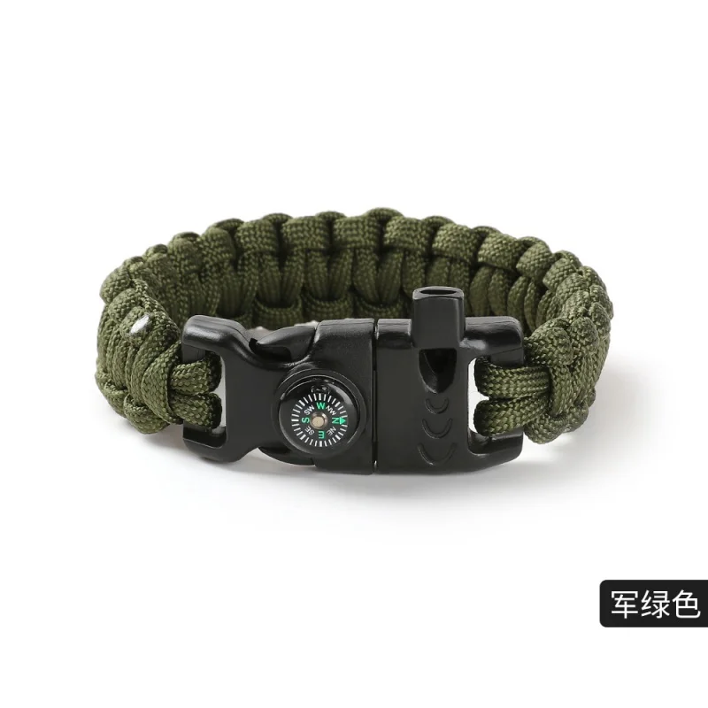 

Outdoor Camping Emergency Survival Bracelet Firestone Compass Wild Multi-Function Bracelet Parachute Cord Braided Bracelet