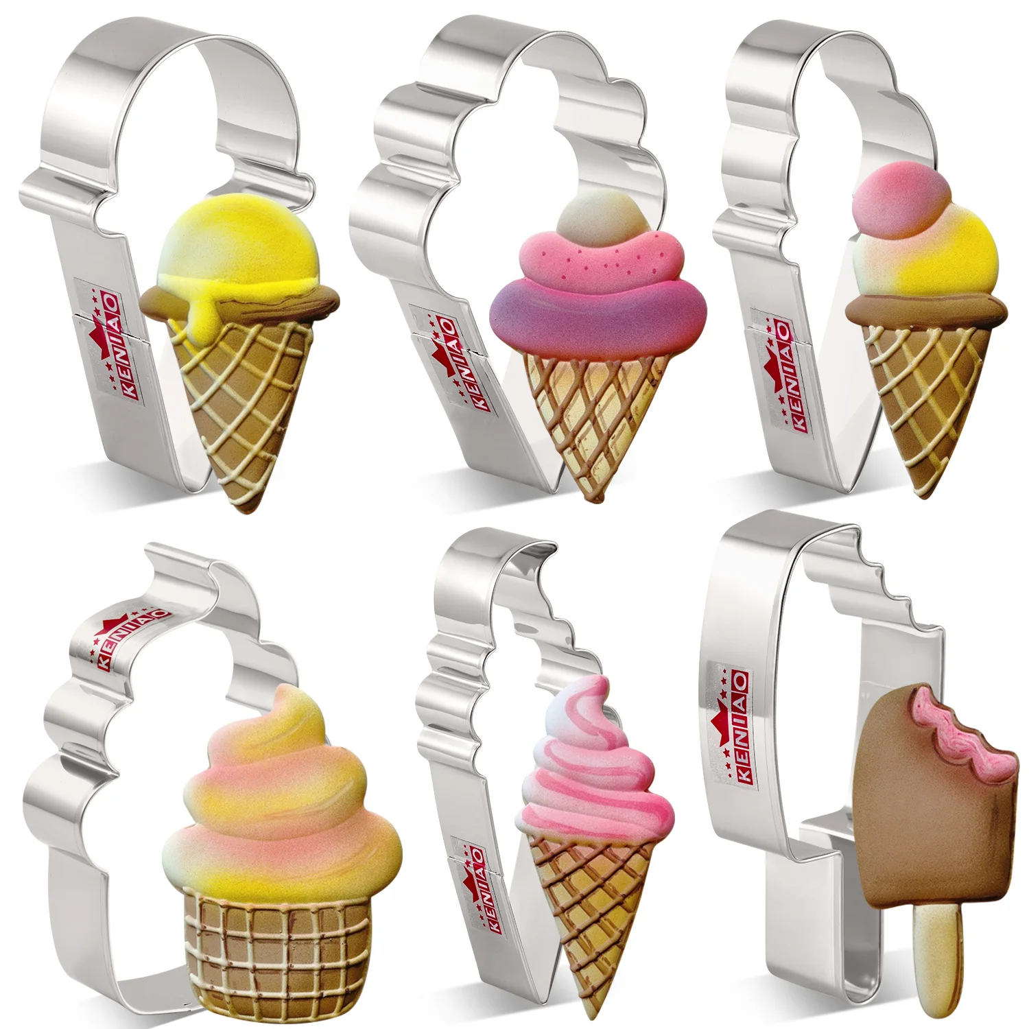 

KENIAO Ice Cream Popsicle Sundae Cookie Cutter - Summer Biscuit Fondant Bread Sandwich Mold Kitchen Tool - Stainless Steel