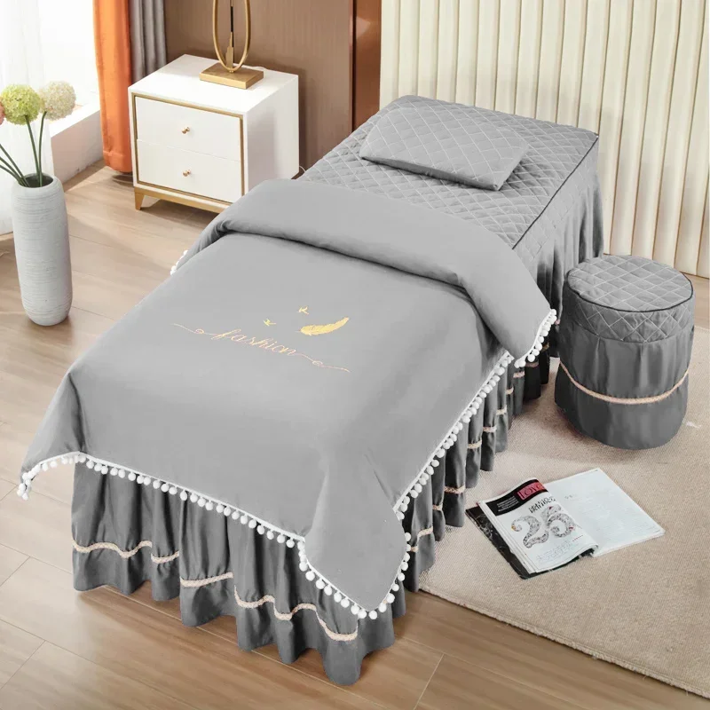 Фото Вышивка с кисточками, 4 шт., чехол для массажной кровати для салона красоты, спа-юбка, наволочка, чехол на табурет, чехол для постельного белья с отверстием №5