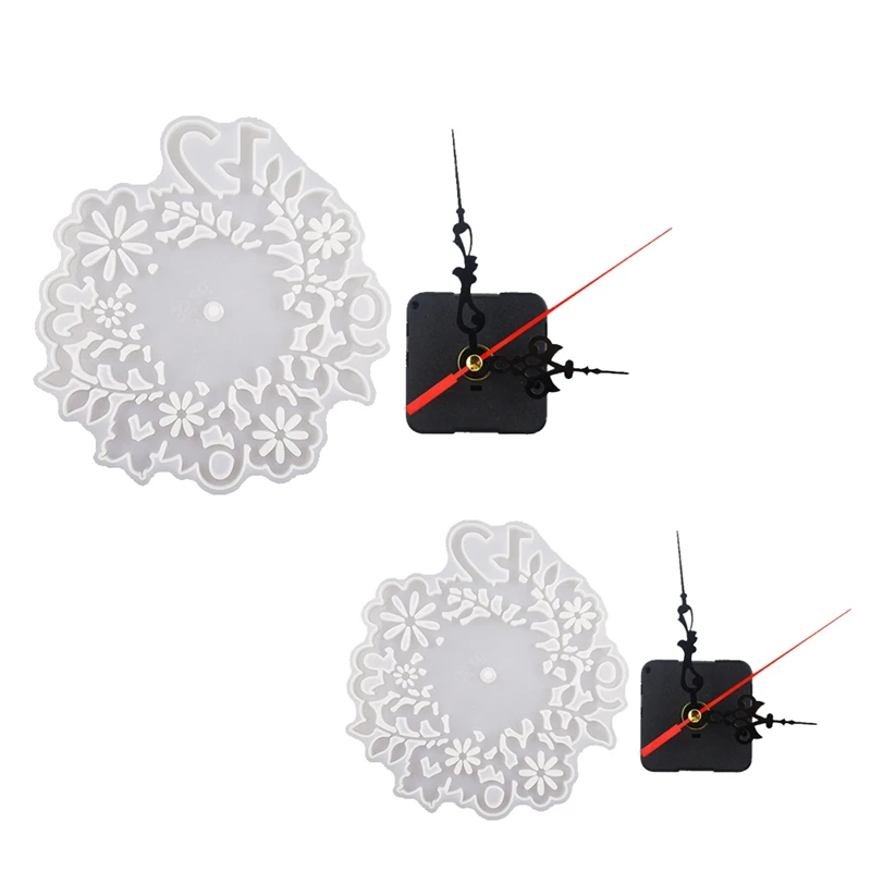 

DIY Flower Clock Dial Silicone Mold for Resin Epoxy Handmade Home Decorations Crafts with Clock Core
