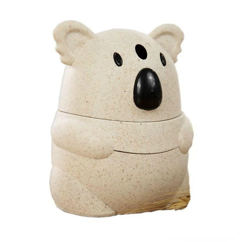 

Cute Wheat Straw Cartoon Koala Toothpick Holder Box Hand Press Automatic Cans Base Room Decorate Toothpicks Case