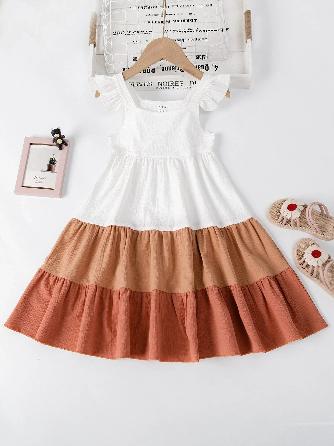 

Toddler Girls Colorblock Ruffle Trim Cami Dress