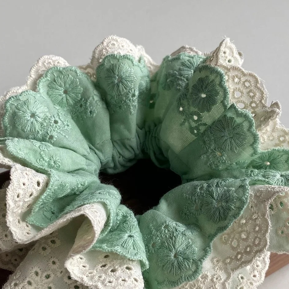 Однотонная Лоскутная четырехслойная кружевная гофрированная резинка головной