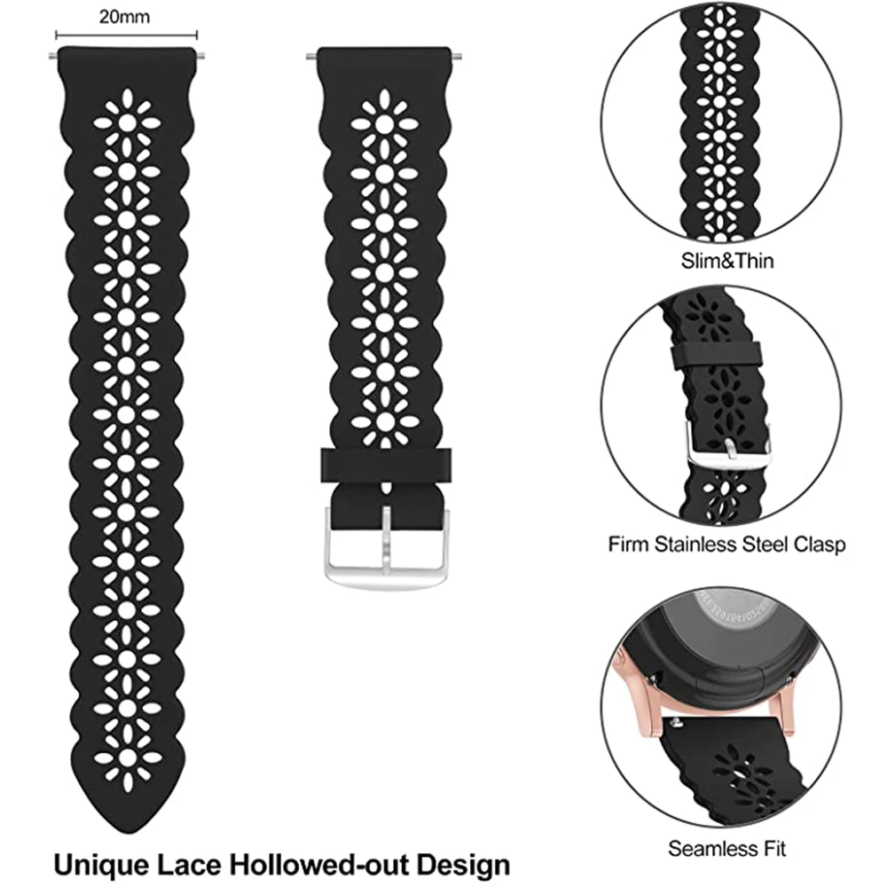 

Silicone strap for Samsung Galaxy Watch 3 41mm/45mm Watch 4 Classic 42/46mm 40/44mm Slim Smart Strap for Galaxy Active 2 42/46mm