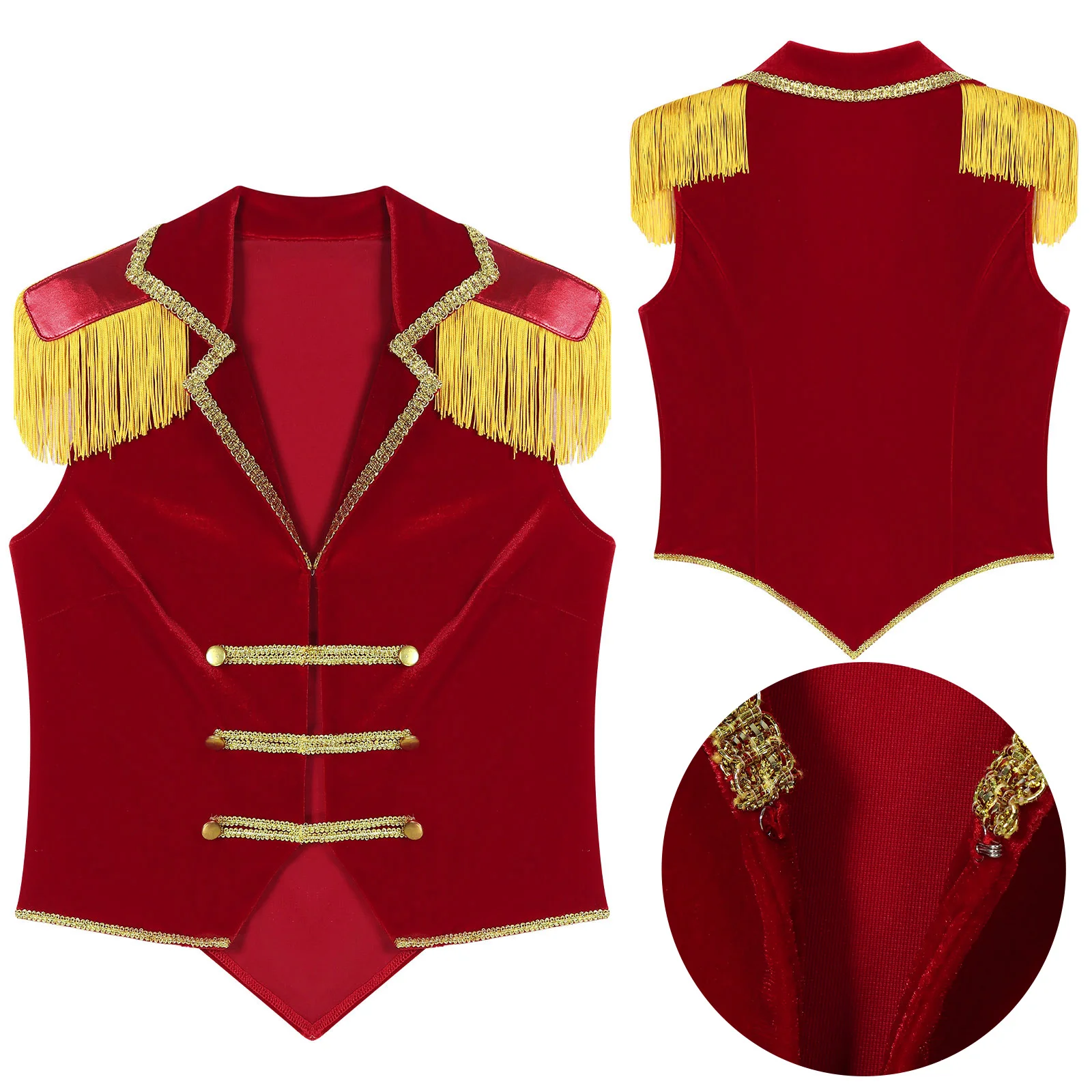 Женский костюм циркового кольца комплект топов без рукавов с лацканами и