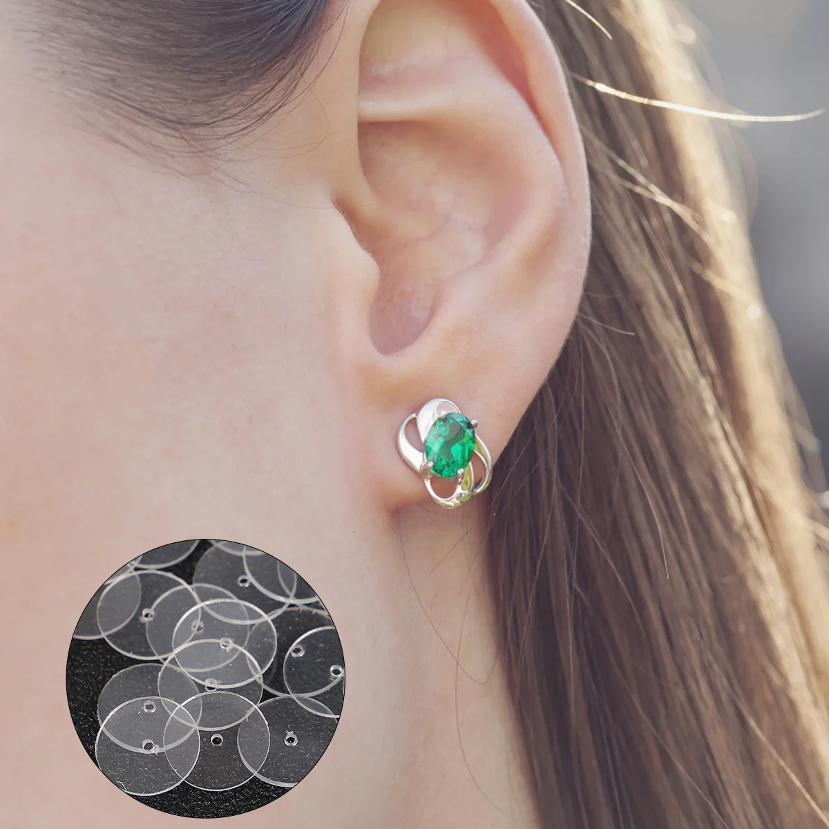 

Earring Backs Pads Clear Disc Earrings Discs Plastic Heavy Safety Stopper Support Pad Ears Droopy Clutch Round Backings