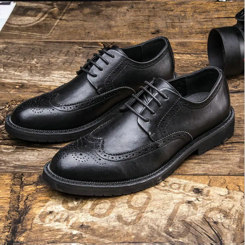 

New Arrival Men Formal Shoes Office Business Wedding Dress shoes Oxfords Bullock Design Handmade Leather shoes big size 785