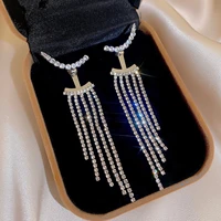 luxury shining zircon earrings for women rhinestone long tassel irregular chain ear cuff exquisite vintage fashion jewelry gifts