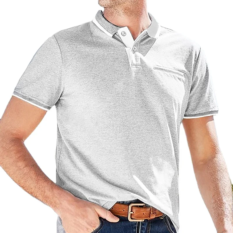 

Men's New Lapel Shirts Summer Short Sleeve Turn-down Collar Tee Classical Casual Tops
