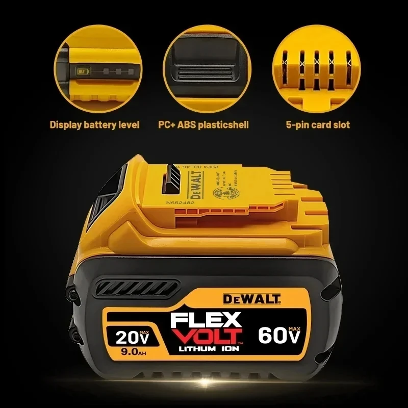 Фото Оригинальный аккумулятор DeWalt 20V 60V 6Ah 9Ah MAX для электроинструментов, замена для DeWalt DCB184 DCB182 DCB205 DCB200, 18В 20В №3