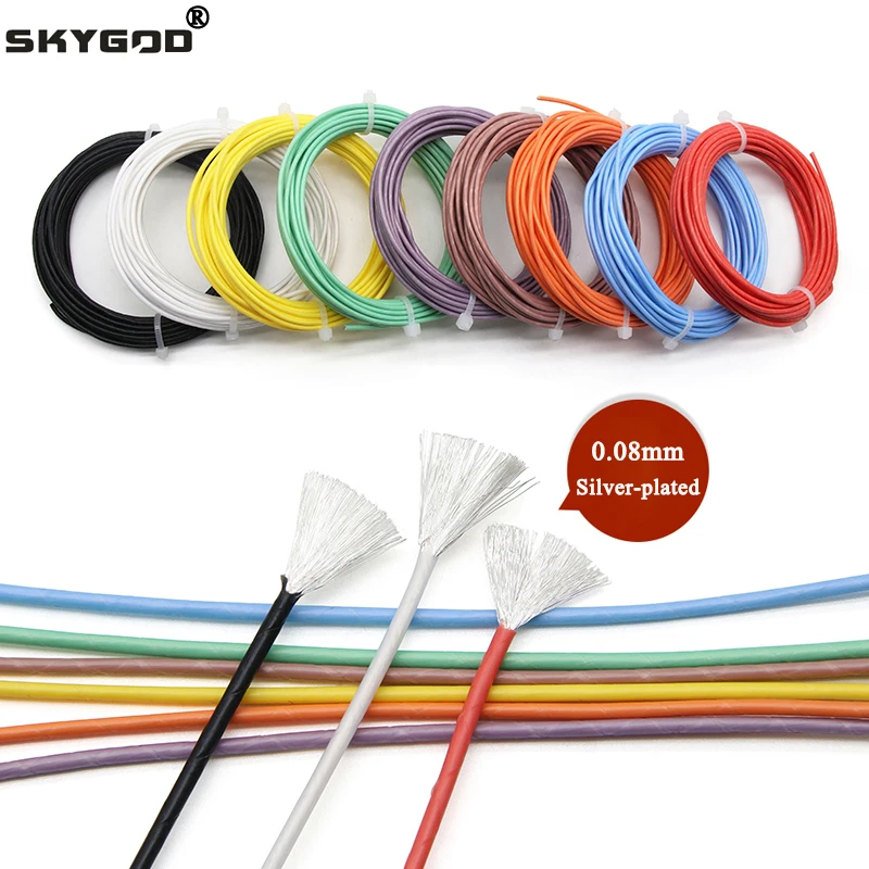 

5M/10M AFR250 Tetrafluoro Film Wrapped Silver-plated High Temperature Wire 0.08mm PTFE Cable 32~14AWG Soft Aviation Line