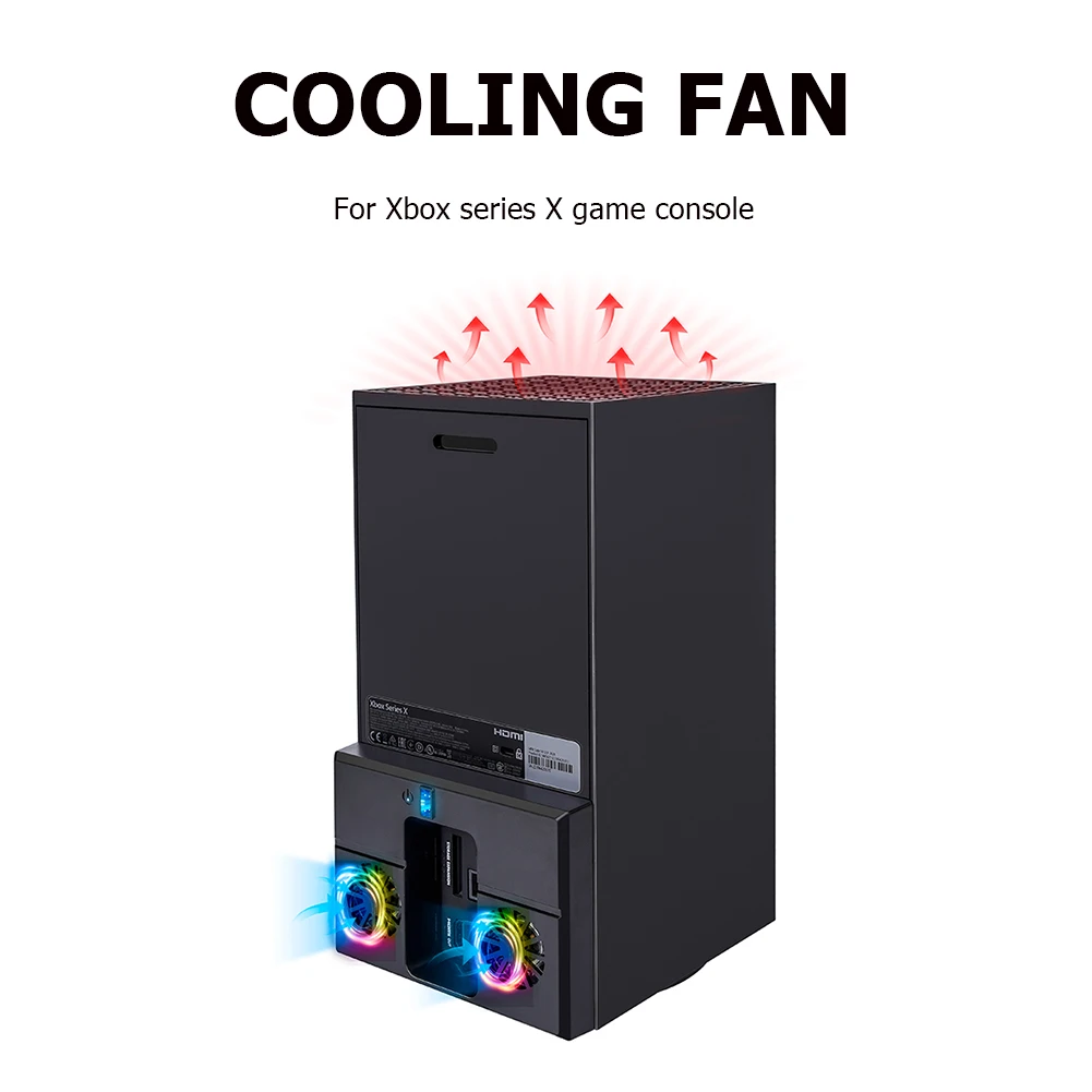 

New Upgraded Colorful Cooling Fan For Xbox Series X Game Console Controller Vertical Stand USB Port Dual Cooler Fan Radiator