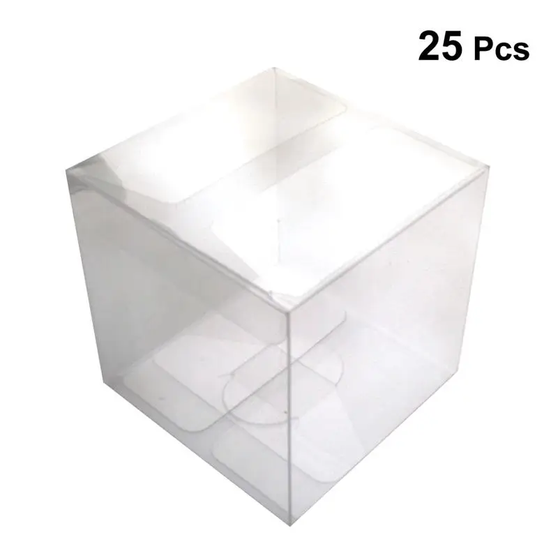 

25pcs 4x4x4cm Clear Plastic Pvc Packing Box Transparent Candy Apple Box for Gift Wedding Party