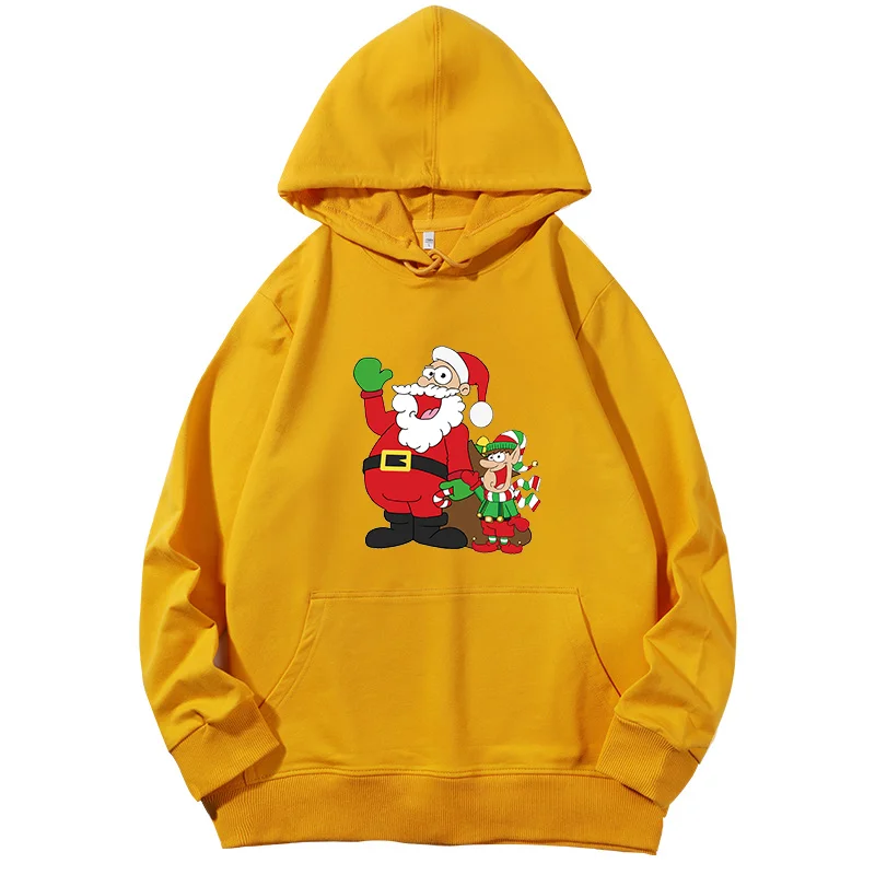 Santa and Elf fashion funny graphic Hooded sweatshirts christmas sweatshirt woman cotton Spring Autumn womens top clothing