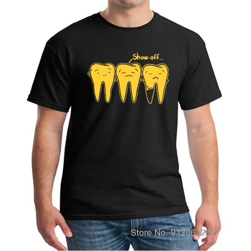 

Men Plus Size Tees Tops Funny Summer Show-Off Tooth TShirts Dental Dentist Health Care Round O-Neck Short Sleeve Cotton T Shirt