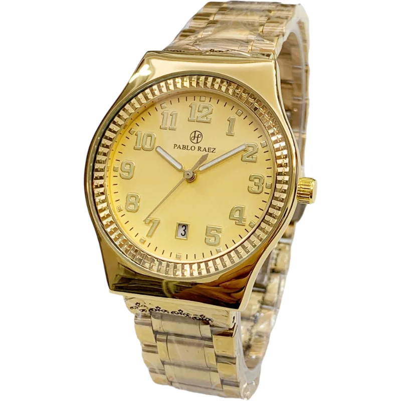 PABLO RAEZ Men Calendar Luxury Wristwatch Lovers Gold Quartz Steel Fashion Waterproof Number Watch Women Clock Relogio Masculino