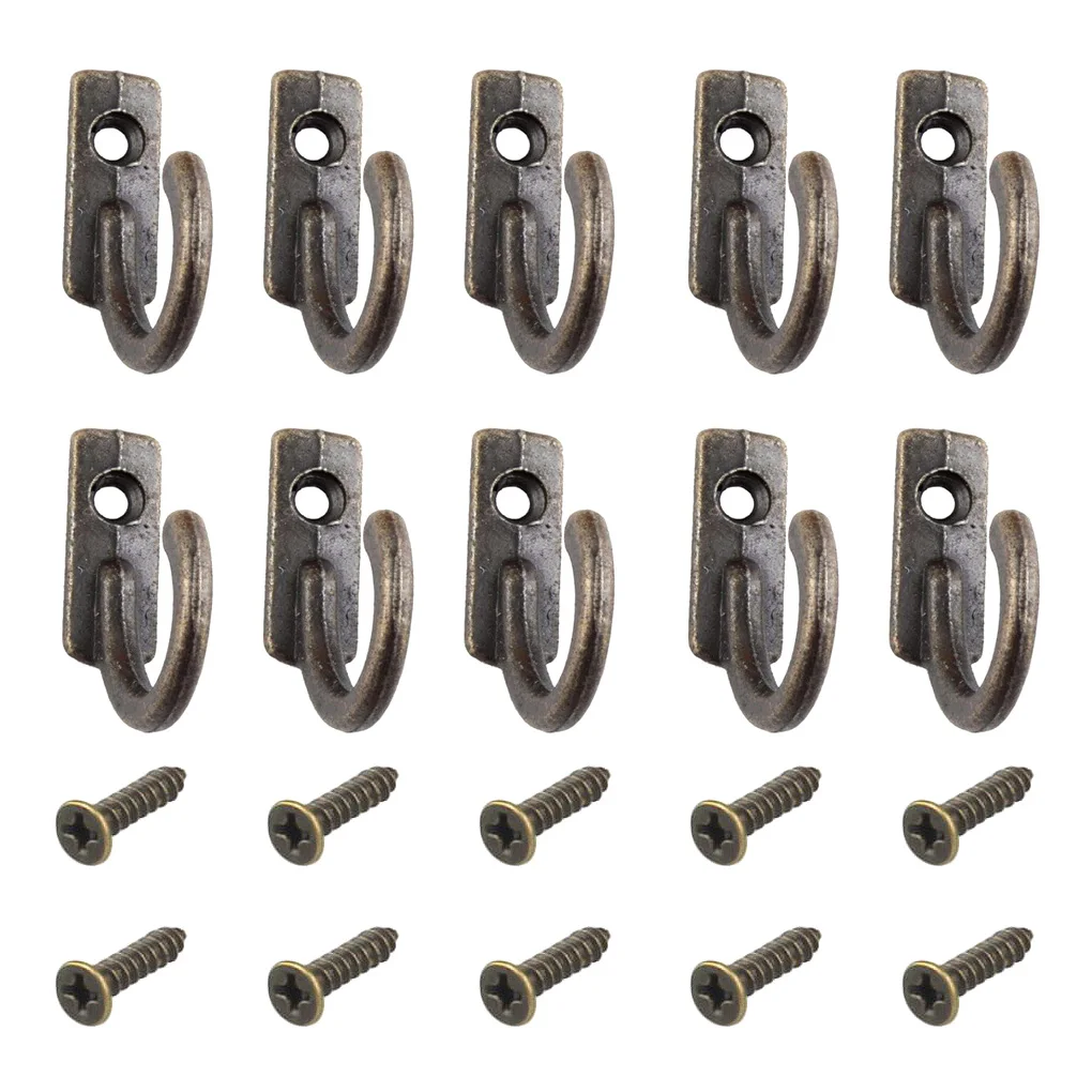 

NEW 10pcs/set Hook Alloy Wall-Mounted Hanging Holder EntrywaySingle Robe Coat Hat Holder Home Storage Retro Hook Organize