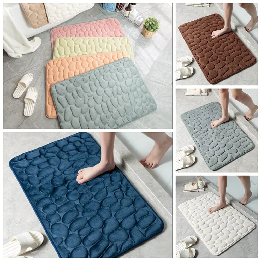 

Bathroom anti-slip mat Memory Foam Bath Mat Cobblestone Embossed Bathroom Floor Rugs Water Absorbent Non-Slip Carpet.