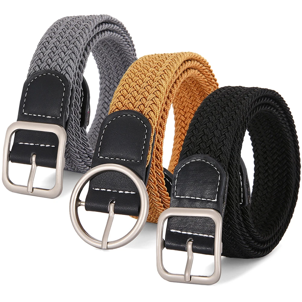 Woven Canvas Belts for Men Women Fashion Metal Pin Buckle Military Tactical Strap Male Elastic Student Belt for Pants Jeans