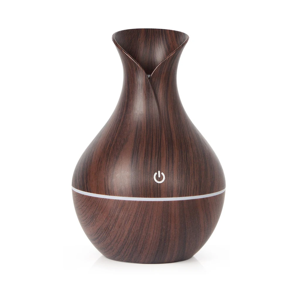 

Electric Air Humidifier Essential Aroma Oil Diffuser Ultrasonic 130Ml Wood Grain Humidifier USB Mist Maker LED Light B