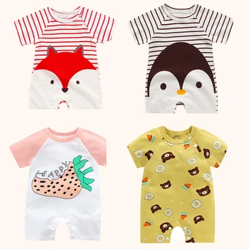 Newborn Baby Clothes Girl Boy 100% Cotton Jumpsuit Summer Short Sleeve Romper 0-12 Month Infant Toddler Pajamas One Piece Outfit 1