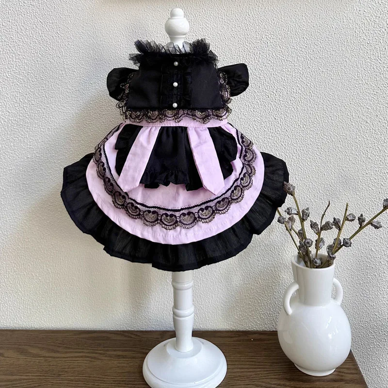 

Pure Handmade Pet Dog Clothes Poodle Outfits Simple Cotton Lace Black Purple Princess Dress For Small Medium Dog Puppy Clothing