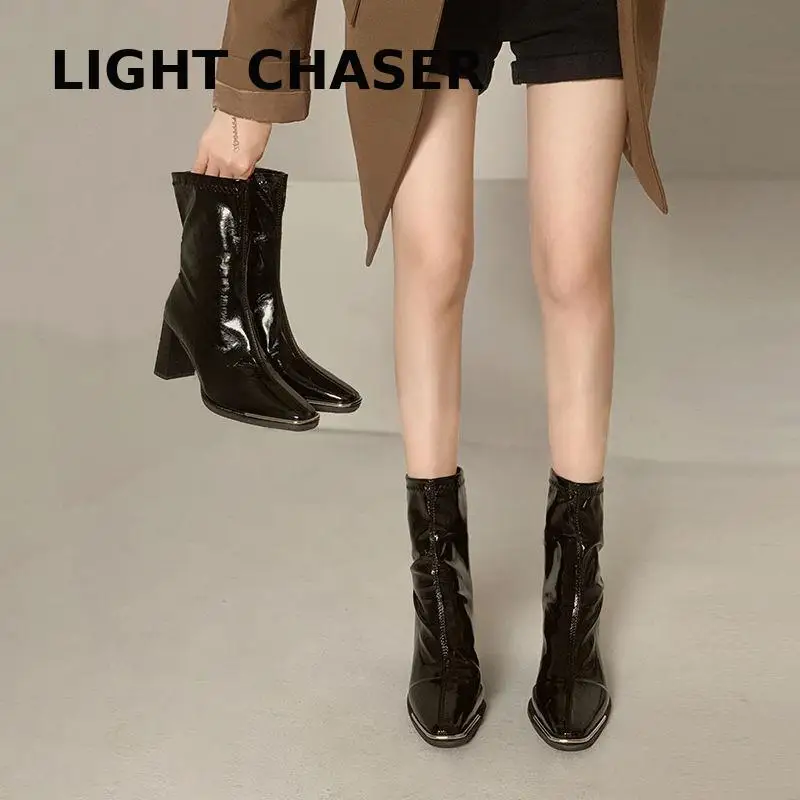 2022 Women Long Boots Thick Sole Ladies Zipper Knight Flats Heel Boots Fashion Knee-high Boots Female Ankle Boots Winter Shoes