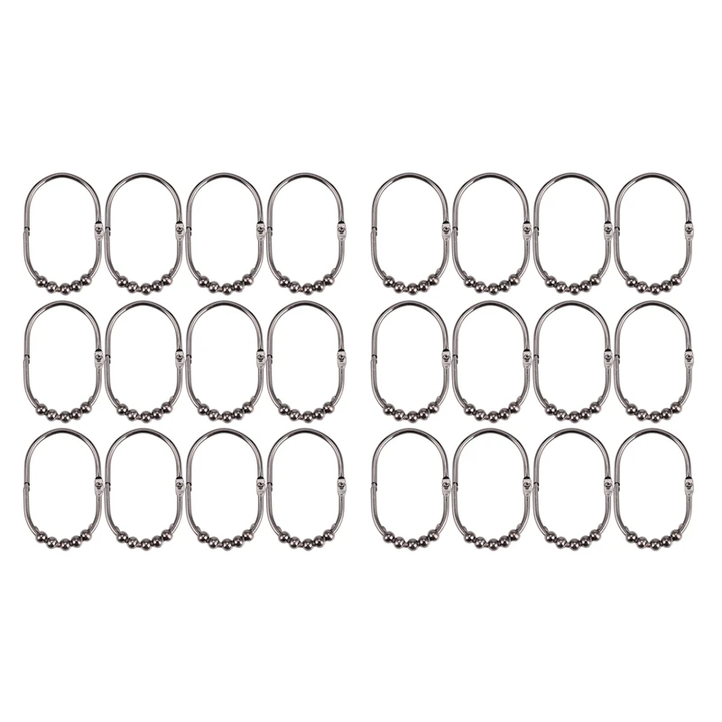 

Shower Curtain Rings/Hooks Set Decorative Oil Rubbed Bronze Finish, Easy Glide Rollers Set Of 24 Rings For Shower Rods
