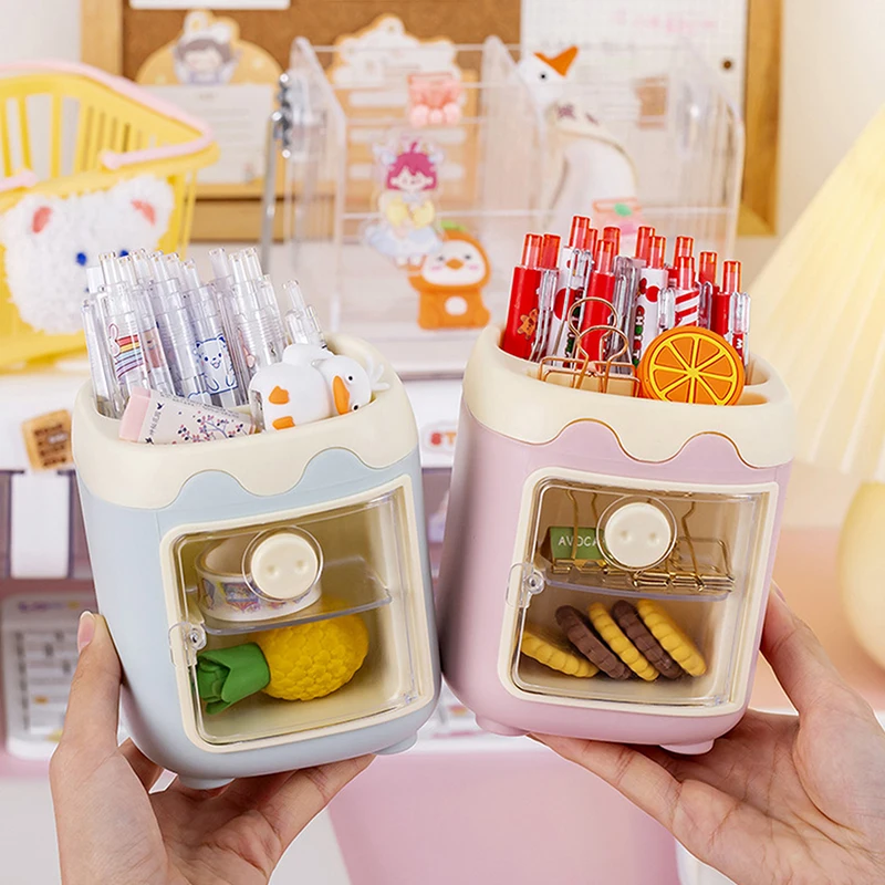 

Мультяшная мультяшная Милая круглая свинка ящик держатель для кастрюли девушка сердце студенческое многофункциональное хранилище офисные канцелярские принадлежности