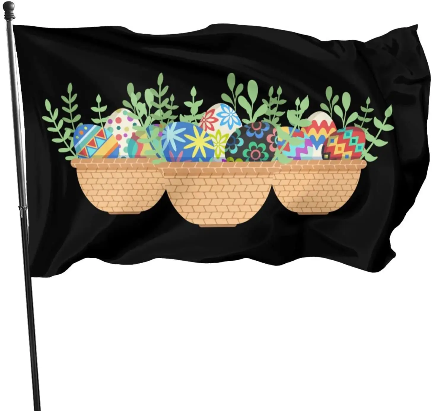 

Durable Easter Eggs in a Basket Cartoon Flag 3x5 FT Banner Outdoor Indoor Decor- Polyester Flags