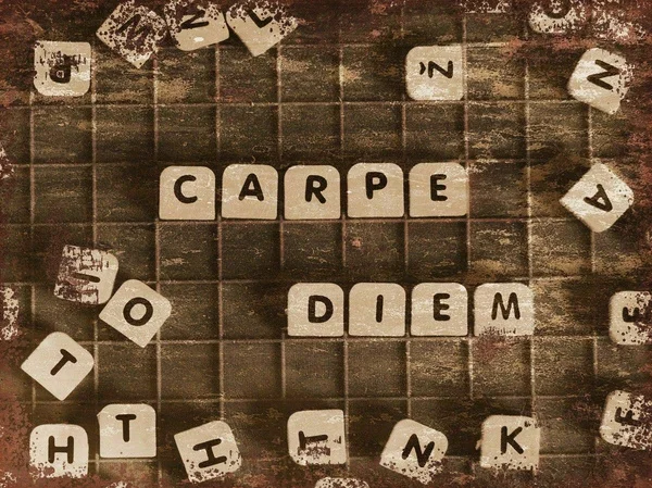 

Carpe Diem in Scabble Letters Vintage Style Metal Sign Wall Decor Plaque