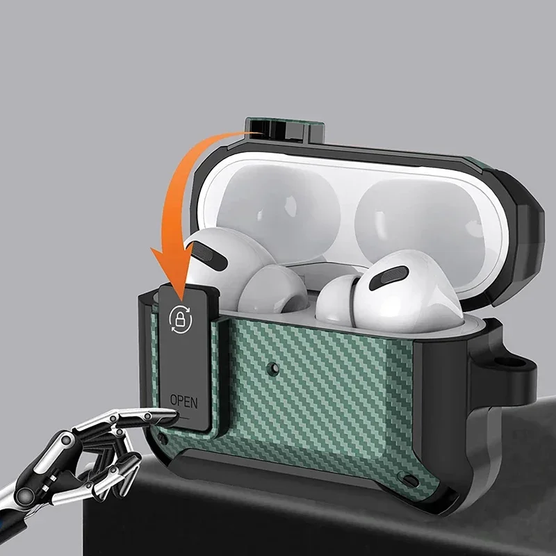 

Чехол из углеродного волокна для Airpods Pro 2nd Generation чехол с зажимом для ключей для Airpods 3 2, аксессуары для шнура с защитой от потери