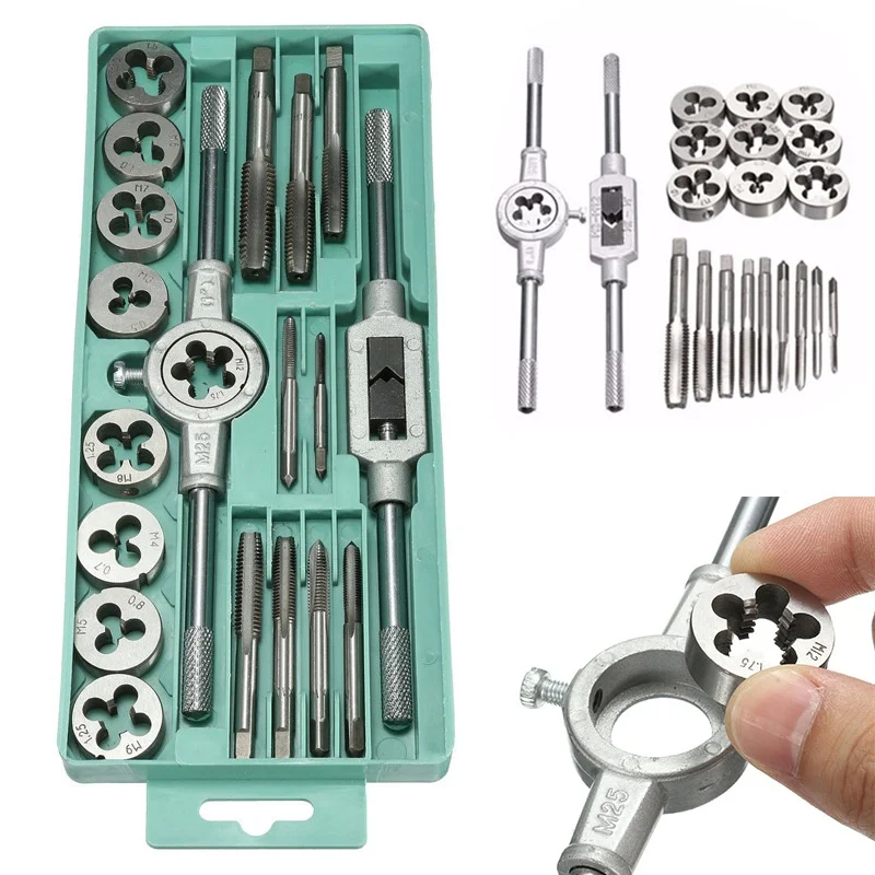 

20pcs Hand Tools Die Set Screw Taps Thread Plugs Alloy Steel And Tap Metric Use Tap and Die Set Screw Thread Hand Tools