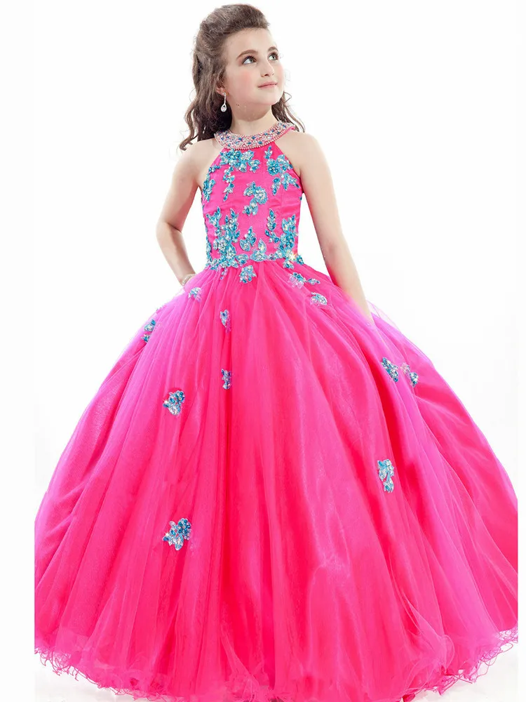 

Elegant Ruffles Ball Gown Flower Girl Dresses 2022 Pink Appliques Kids Princess For wedding Pageant Gowns Vestidos De Fiesta