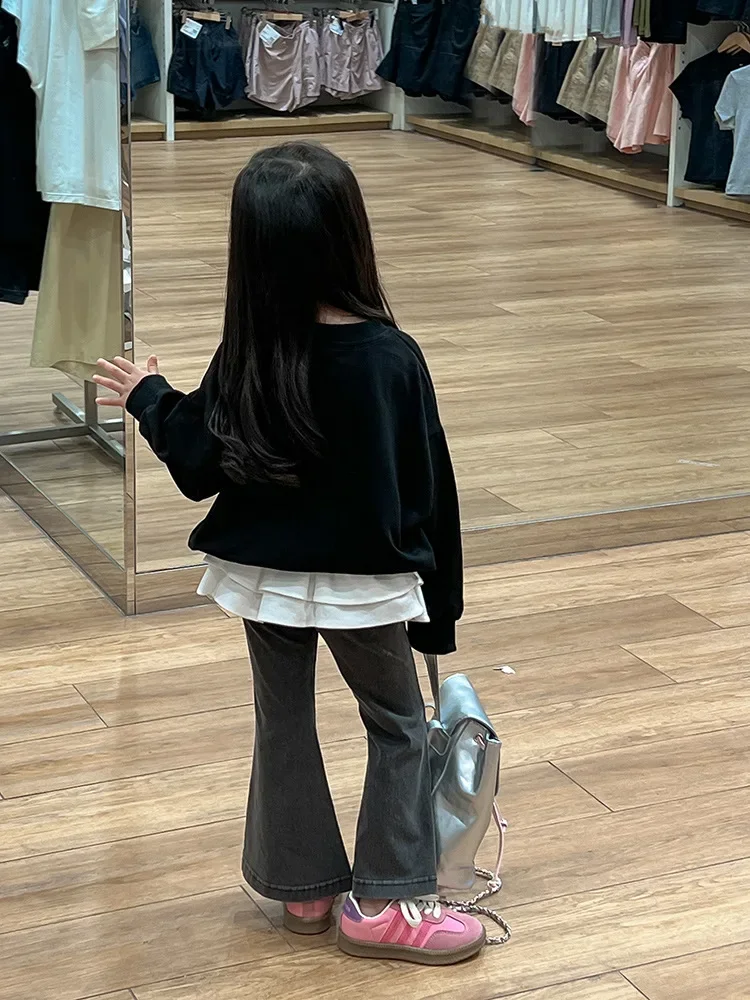 이불 ubranka dla dziewczynki Garnitur Jesień 2024 Nowy styl Koronkowa bluza z kapturem kokardą Fałdy Spódnica ciasta Styl Retro Rozkloszowane