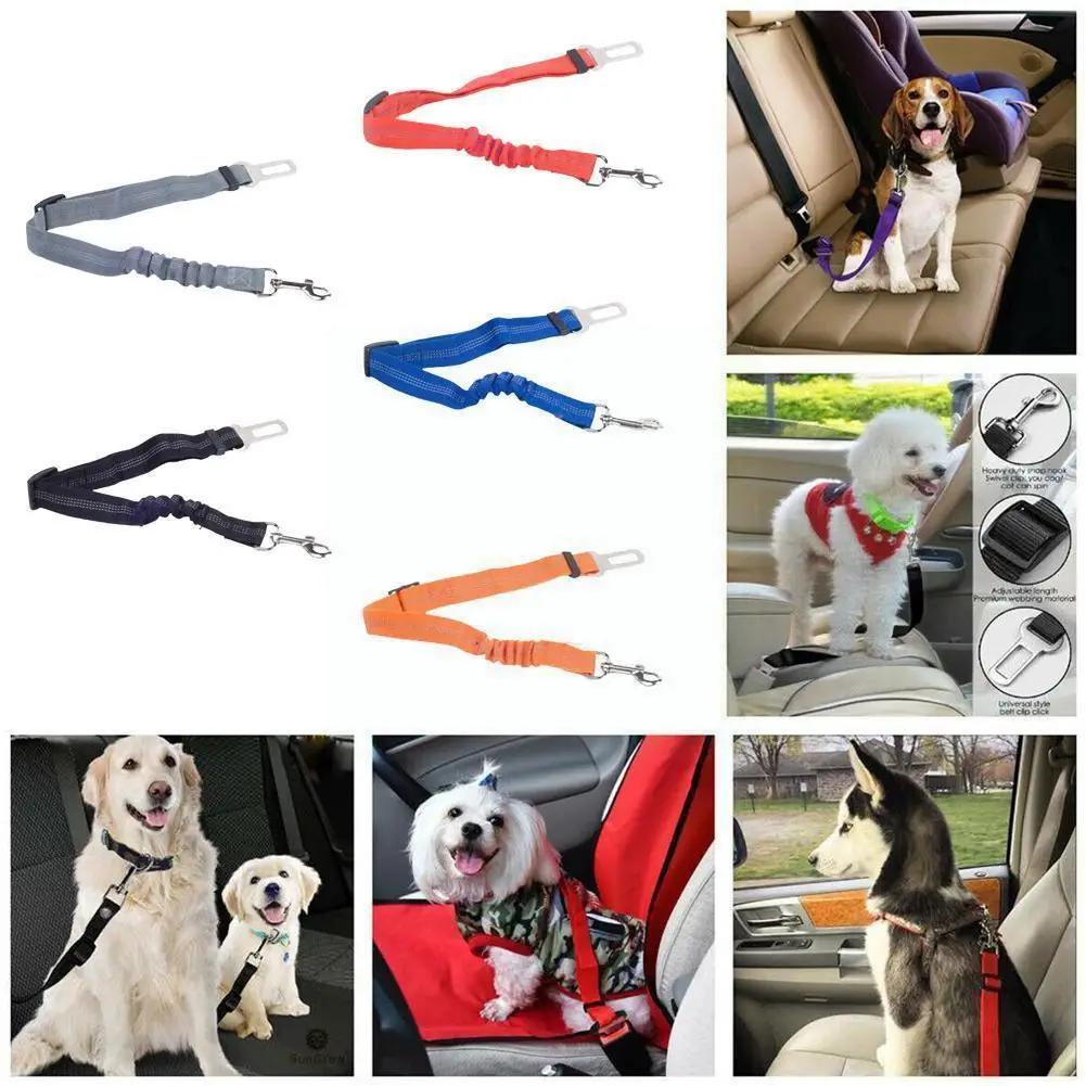 

Регулируемый ремень безопасности для собак, ремень безопасности для автомобиля, ремень безопасности, светоотражающие принадлежности, элас...