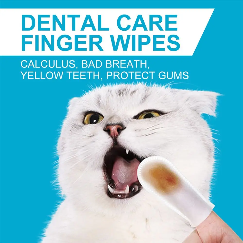 

50Pcs/Box Pet Cleaning Teeth Finger Cover Dog Cat Remove Tartar Calculus Oral Care Cochlear Cleaning Non-woven Fabric Finger Cot