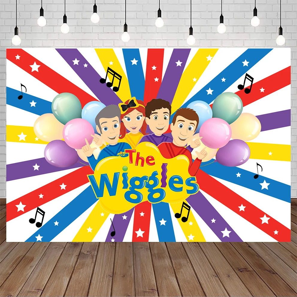 

The Wiggles Photography Backdrop Birthday Background Hot Music Star Flag Balloon Vinyl Photo Booth Decorate Props