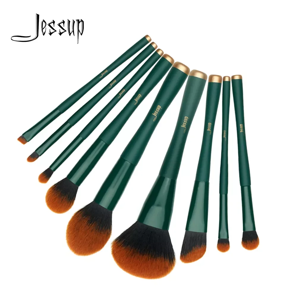 

NEW brush makeup brush 9pcs Synthetic Bristle Trekking Green Brow Concealer Powder Foundation Cosmetic Kit