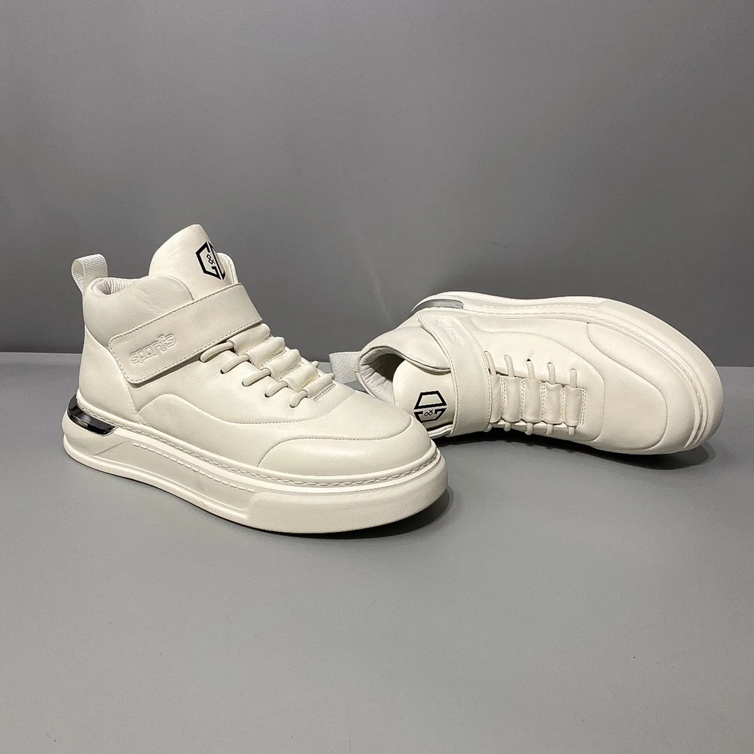 Fengzhi Fashion Winter Thick Sole Height Increasing White Shoes Wear-Resistant Comfortable Cowhide Personali Alterna...