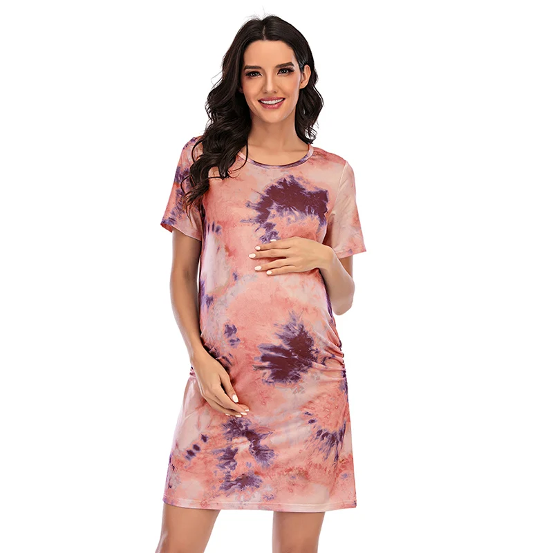 Maternity Women Dress Soft Side Ruched Bodycon Dresses Pregnancy Sundresses Clothing for Pregnancy