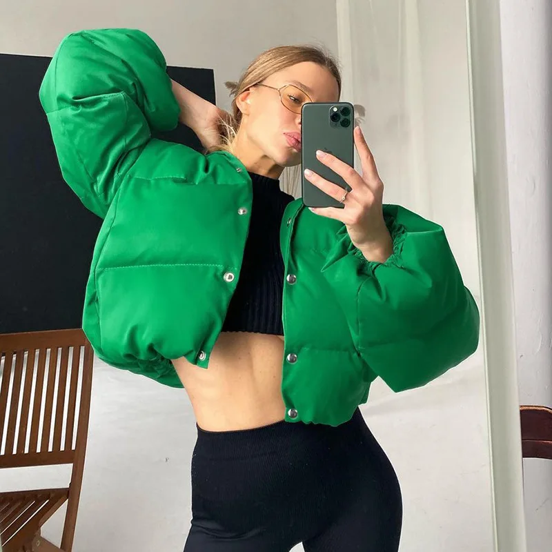 New 2023 European and American Women's Early Winter Jacket Casual Short Double-breasted Hooded Long-sleeved Cotton Jacket Women