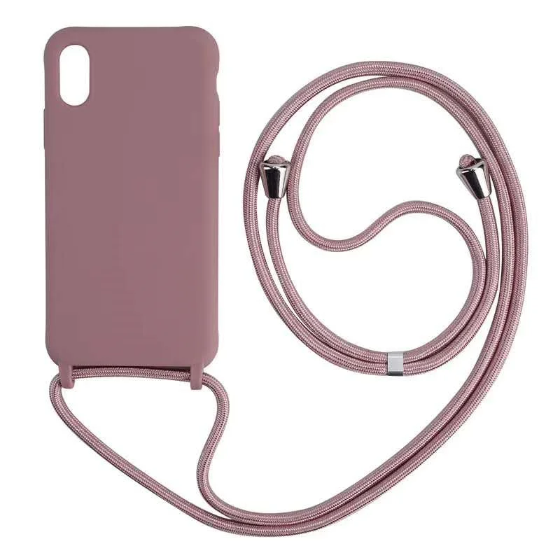 

Liquid silicone case for iPhone 14 13 12 Pro 11 Pro XS Max X XR 6 7 8 Plus SE lace-up shoulder strap Best discount Sale New Hot