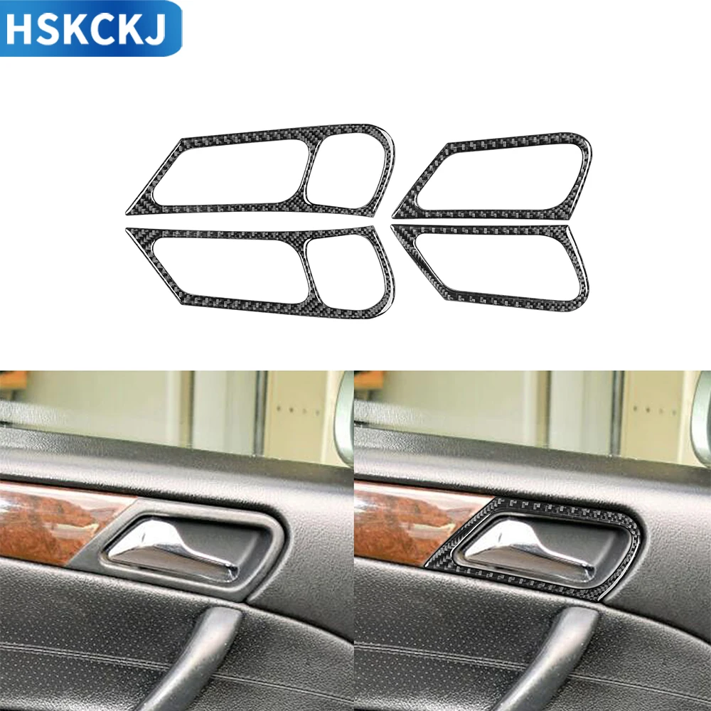 

Наклейка из натурального углеродного волокна для салона автомобиля, без силового сиденья, дверная ручка, отделка панели, наклейка для Mercedes-Benz C Class W203 2005-2007