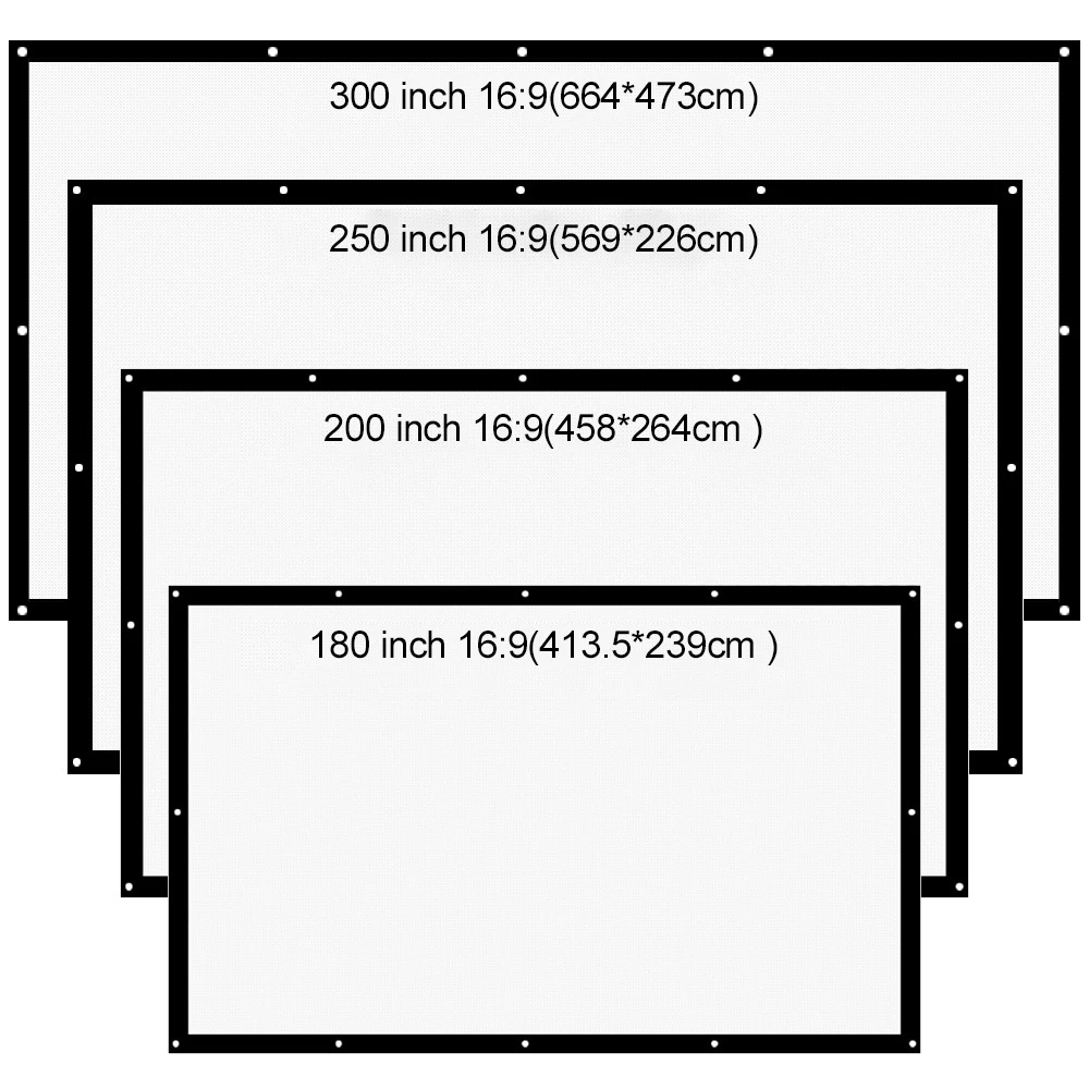 Портативный экран для проектора 180 200 250 300 дюймов 16:9 белый тканевый матовый
