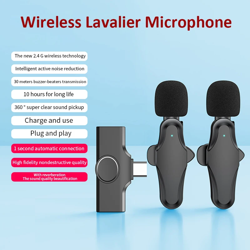 Mini Wireless Lapel Microphone Lavalier Cell/Mobile Phone Professional Audio Video Recording Mic For iPhone Android Live Mic